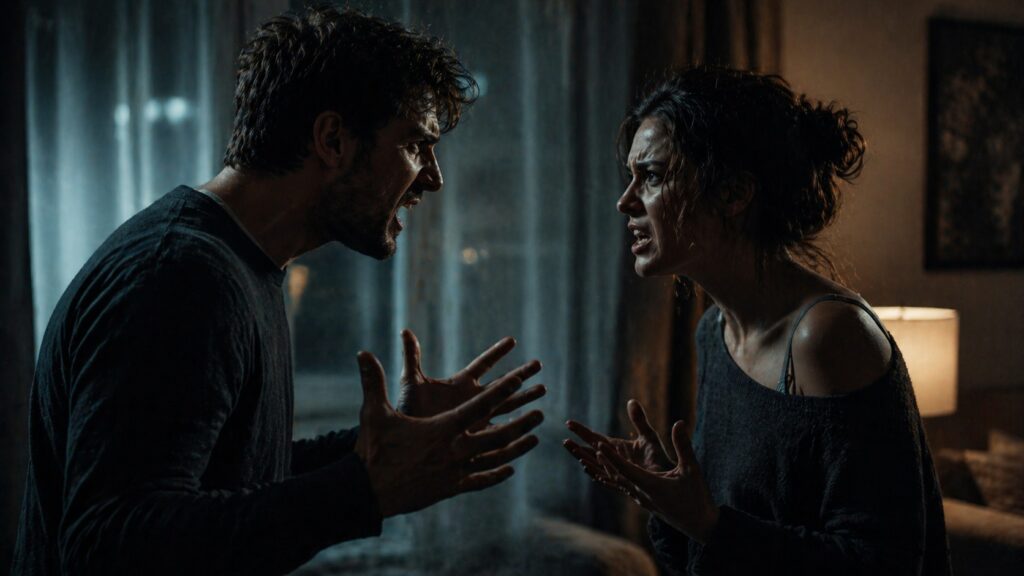 During an argument you can say things you don't mean, but it can be stopped. Photo.