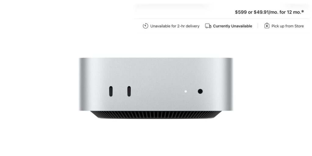 Why Mac mini and Mac Studio are out of stock. Some Mac mini and Mac Studio configurations are impossible to get until fall. Photo.