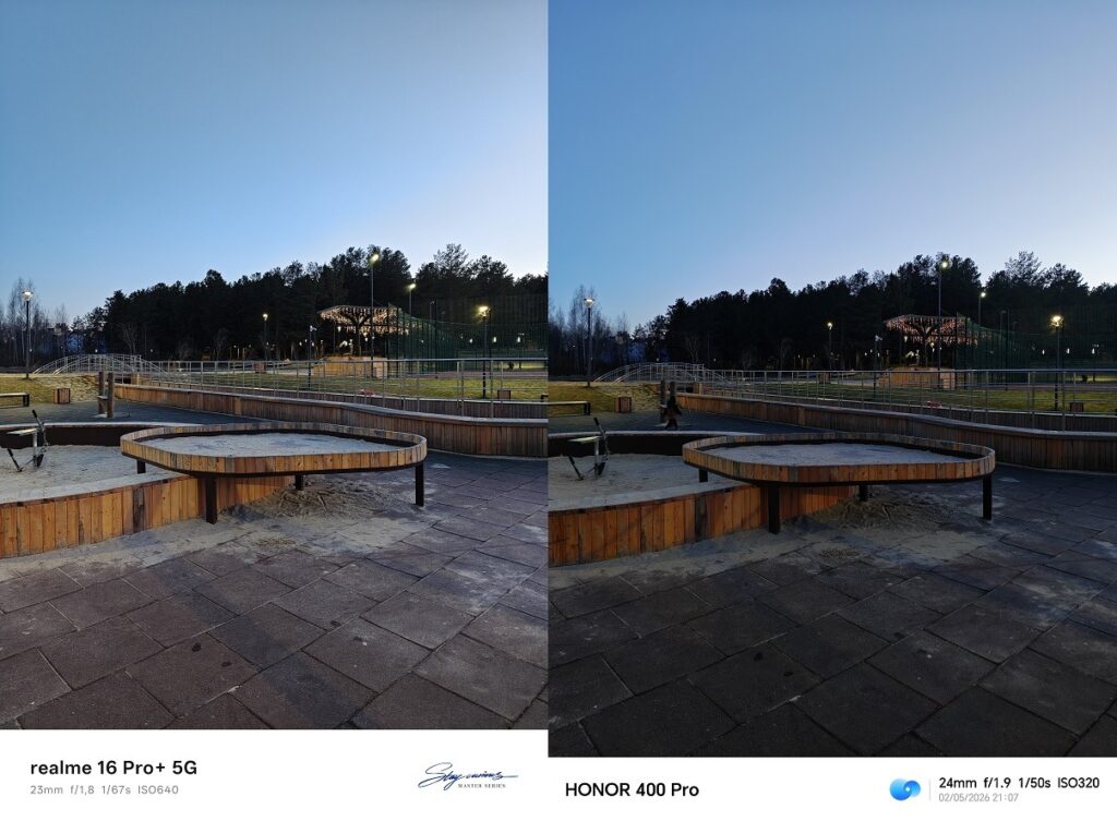 realme brightens the image more in evening shots