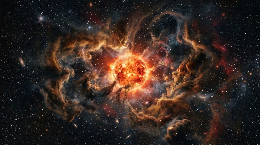 A dying star ejects clouds of cosmic soot — a possible source of space's smell