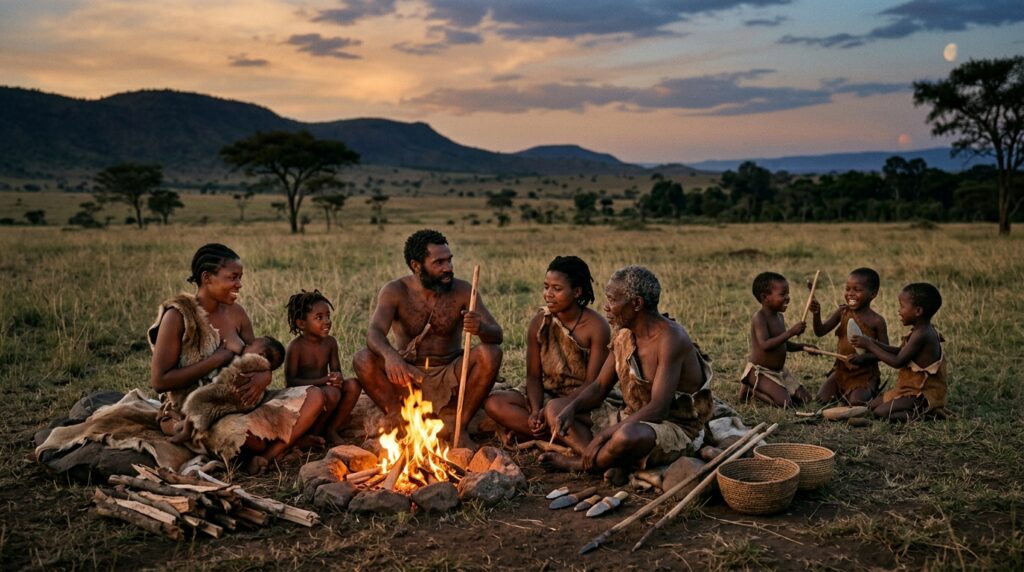 Ancient people lived in small groups, but birth rates were very high — otherwise the species simply wouldn't have survived