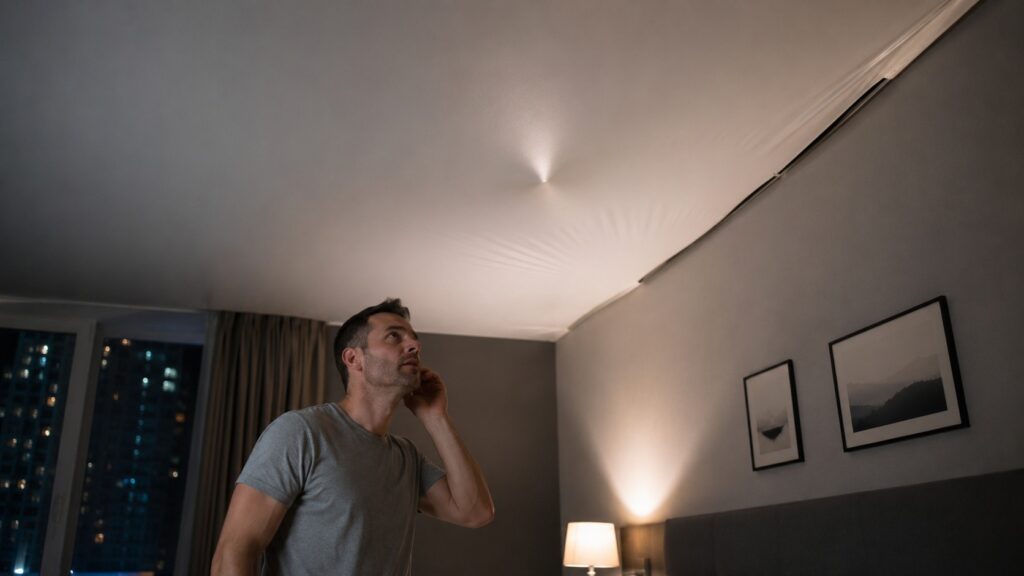 Insects aren't always to blame for stretch ceiling cracking — there are other causes too. Photo.