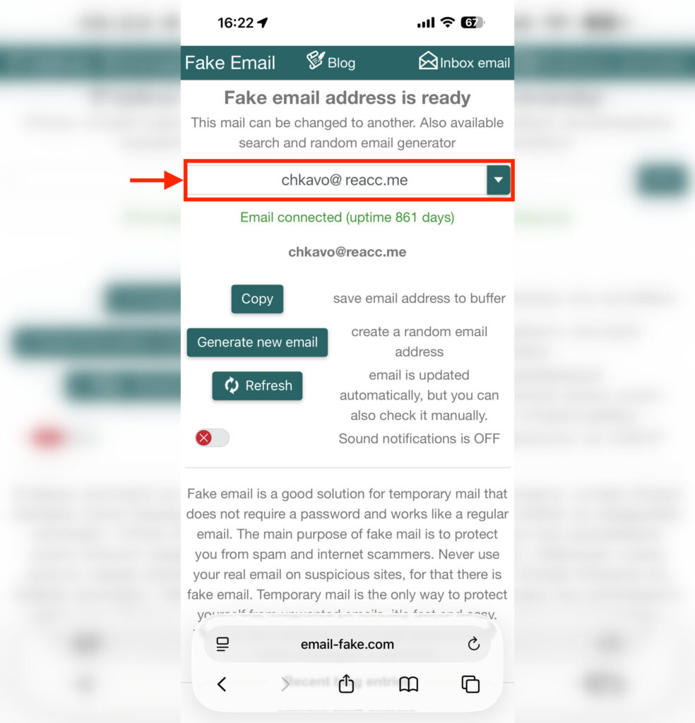 Just go to the website and voilà. If the email doesn't work, simply regenerate it
