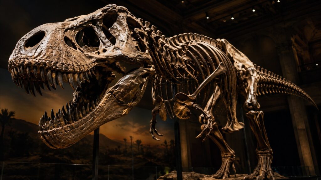 A tyrannosaurus skeleton is worth millions, and the price is justified. Photo.