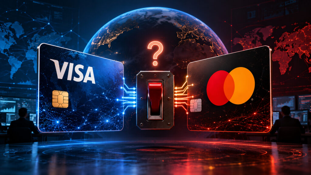 Will Visa and Mastercard cards be disconnected. Will the Central Bank dare to flip the switch? Photo.