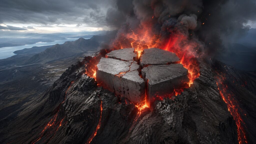 If you fill a volcano with concrete, it definitely won't get better. Photo.