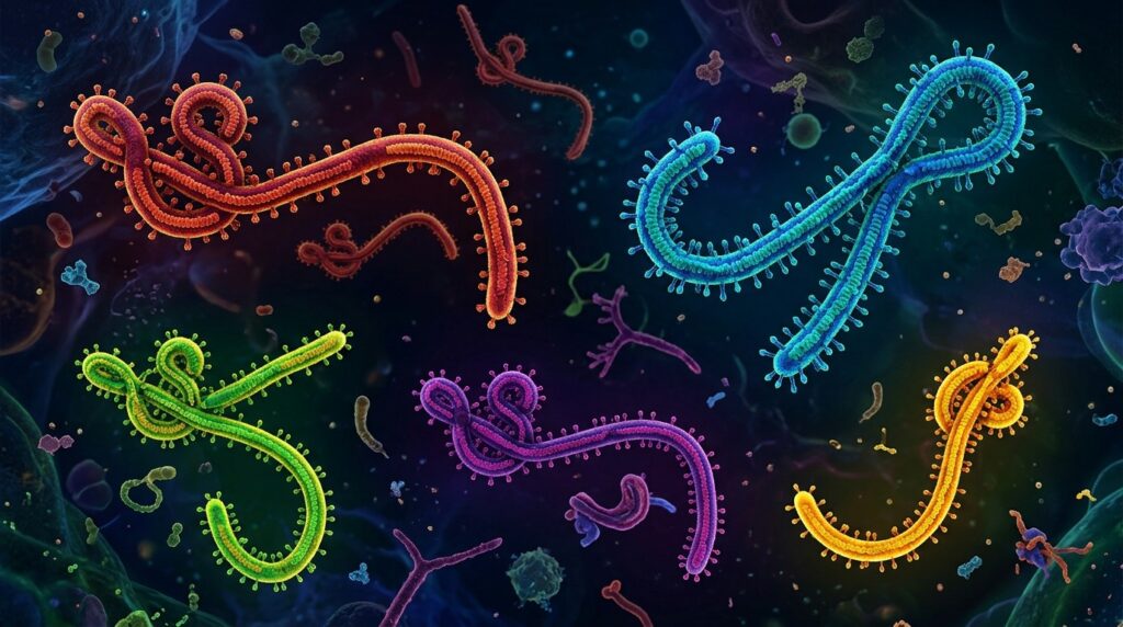 The Ebola virus family includes several variants with different fatality rates