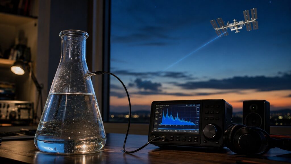 A Japanese enthusiast proved that you can pick up a signal from the International Space Station using just a glass of water