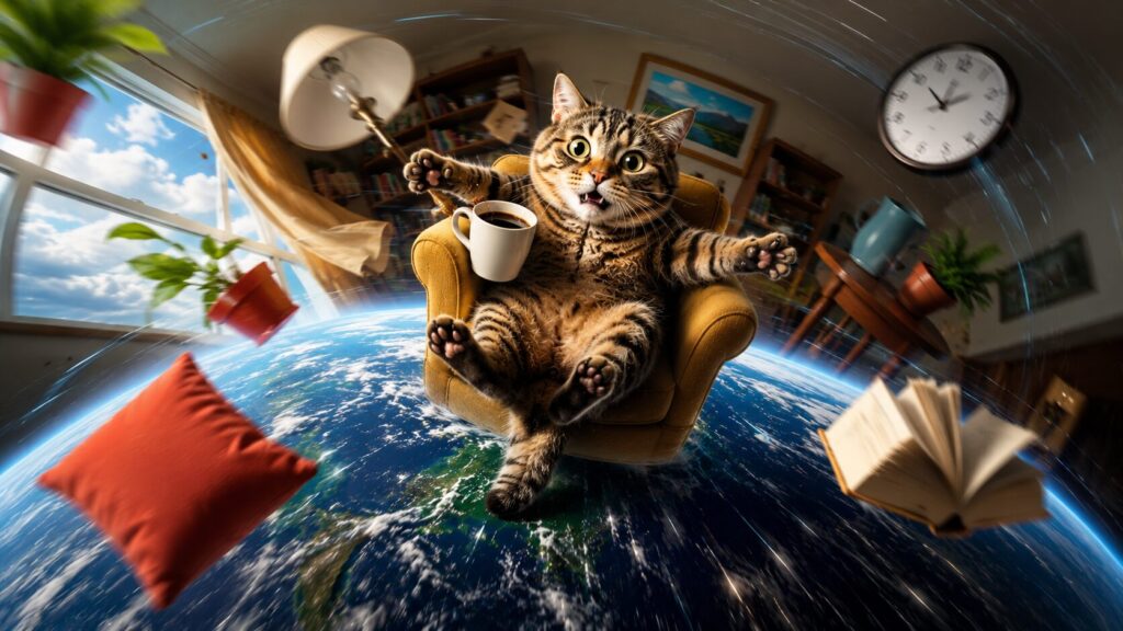 Why is Earth hurtling at enormous speed, yet we aren't blown away or even shaken? Photo.