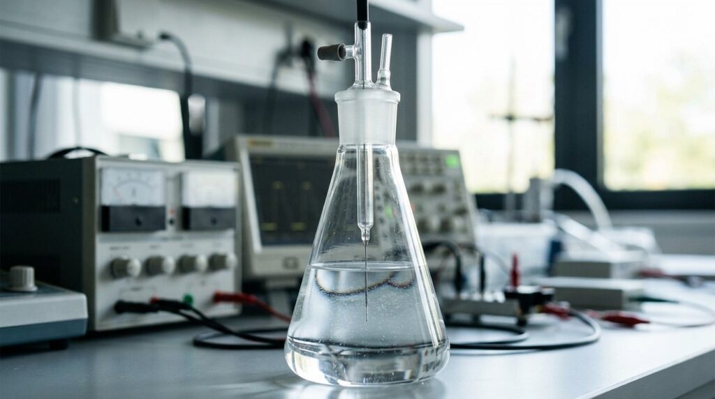 A flask of water connected to a radio receiver