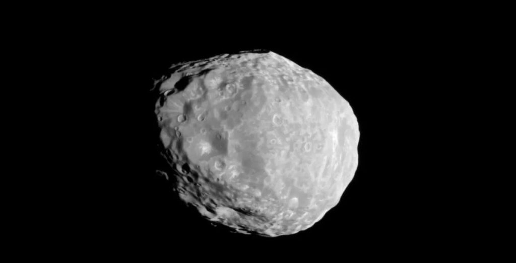 Janus with craters, image from the Cassini spacecraft. Photo.