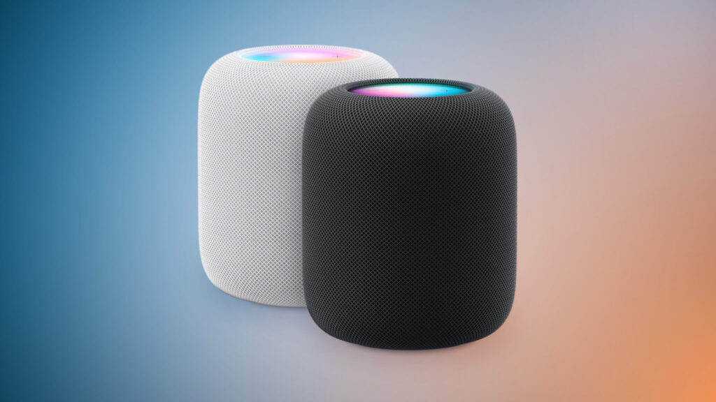 New HomePod, Apple TV, AirPods and Apple Glasses. Smart speakers are essential for smart home control. Photo.