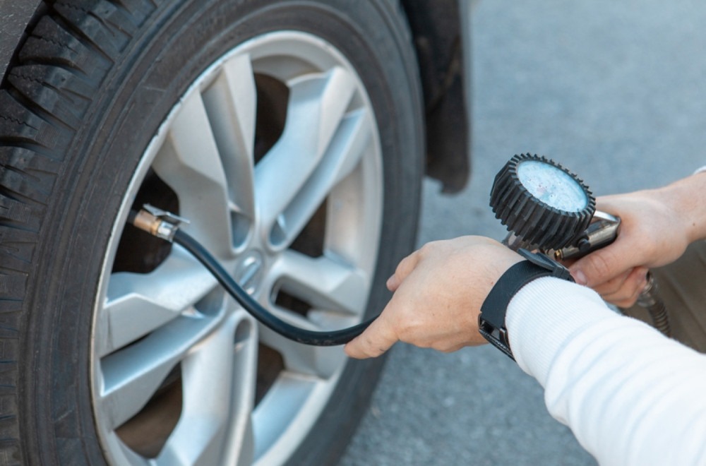 Tire pressure should be checked at least once a month. Photo.