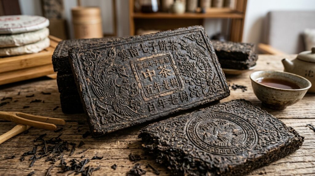 Tea bricks often had special stamps confirming their denomination and quality