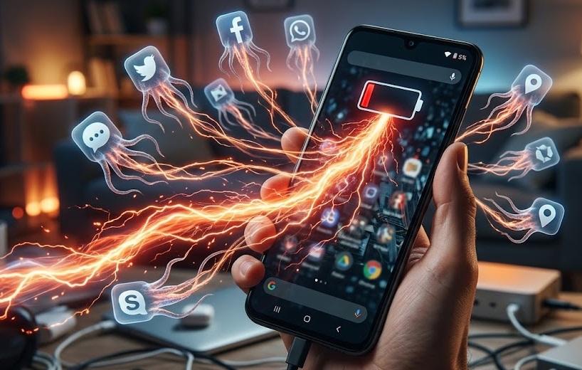 The problem lies in battery consumption by background apps