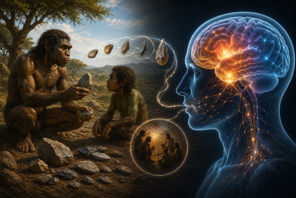 People invented new things and knowledge needed to be passed on to others — this is what developed our language. Photo.