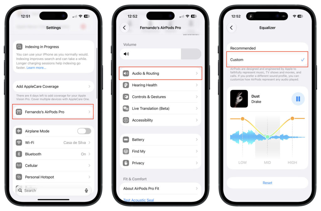 How to Enable the Manual Equalizer on AirPods. Then just adjust the sound the way you need it. Photo.