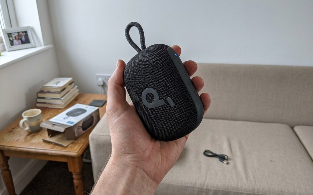 A portable speaker for outdoor recreation. The speaker is as portable as it gets. Photo.