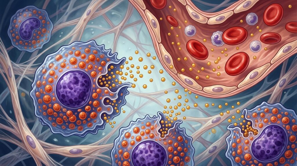 Mast cells release histamine into the blood