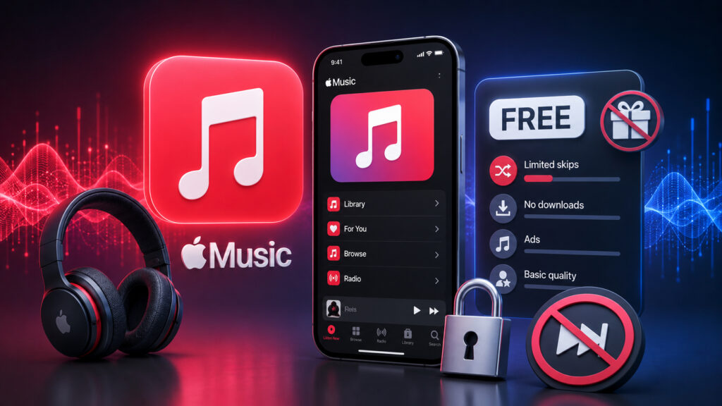Apple Music can be listened to without limitations. Photo.