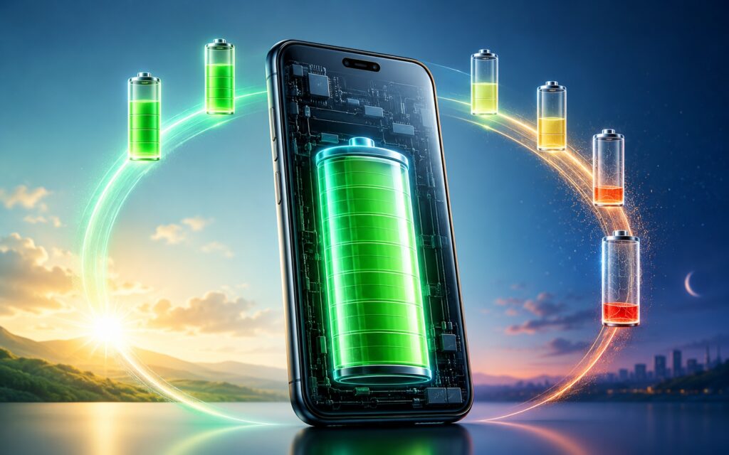 The smartphone battery lasts a long time anyway