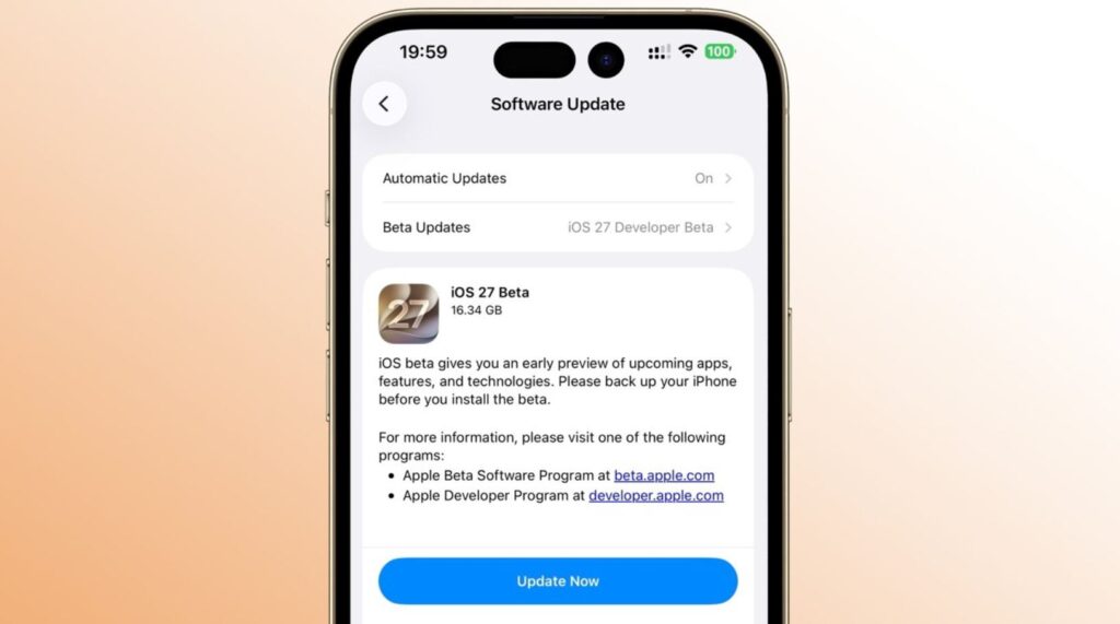 Should you download the iOS 27 beta. You should only install the beta version on a spare device. Photo.