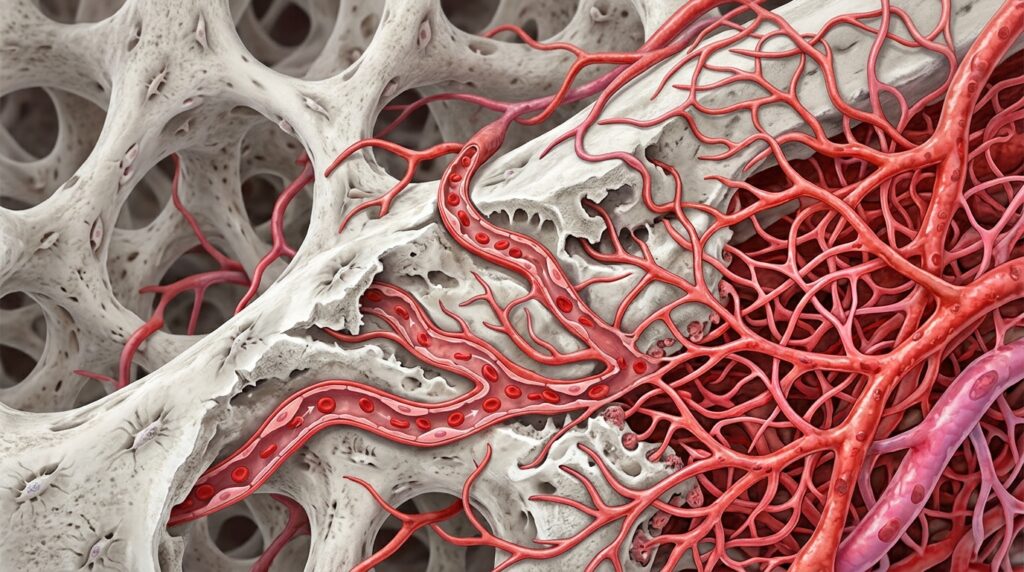 Replacement of bone tissue with blood vessels