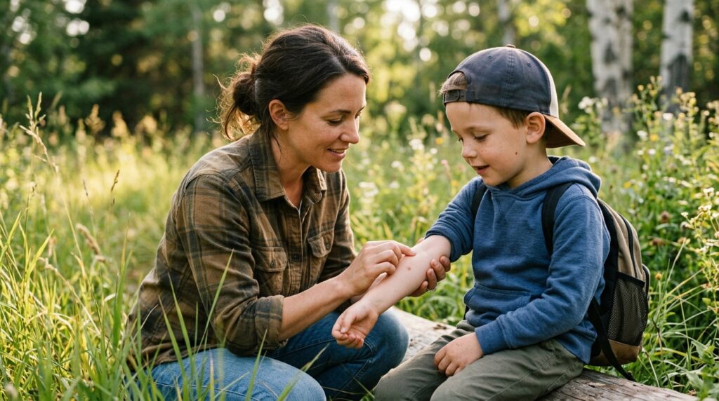 After a walk in nature, it's important to carefully examine the child