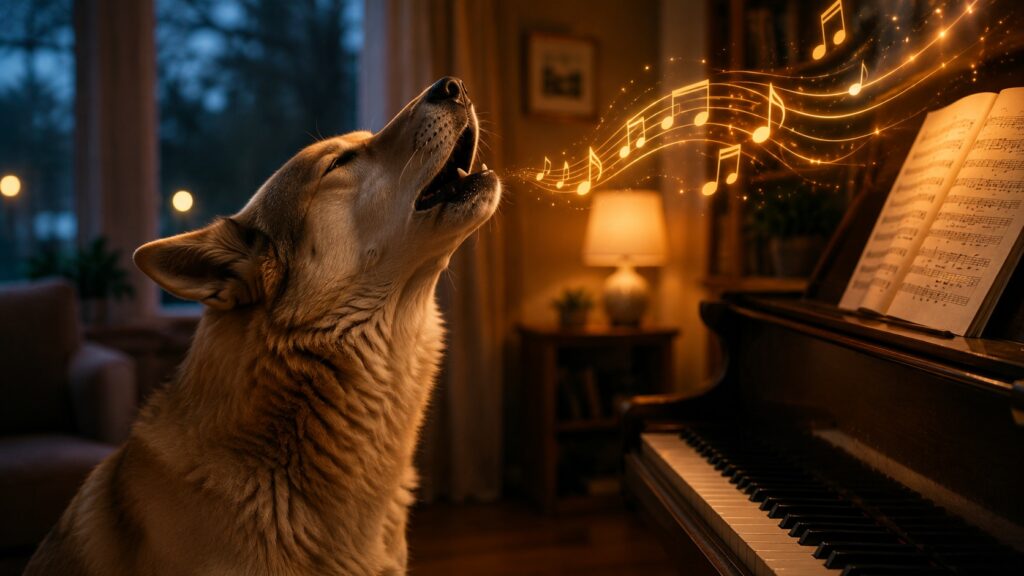 Dogs can hit notes, but singing can mean both contentment and irritation. Photo.