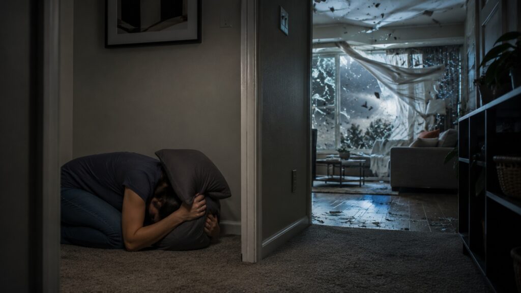During an emergency, many people choose poor shelters. Photo.