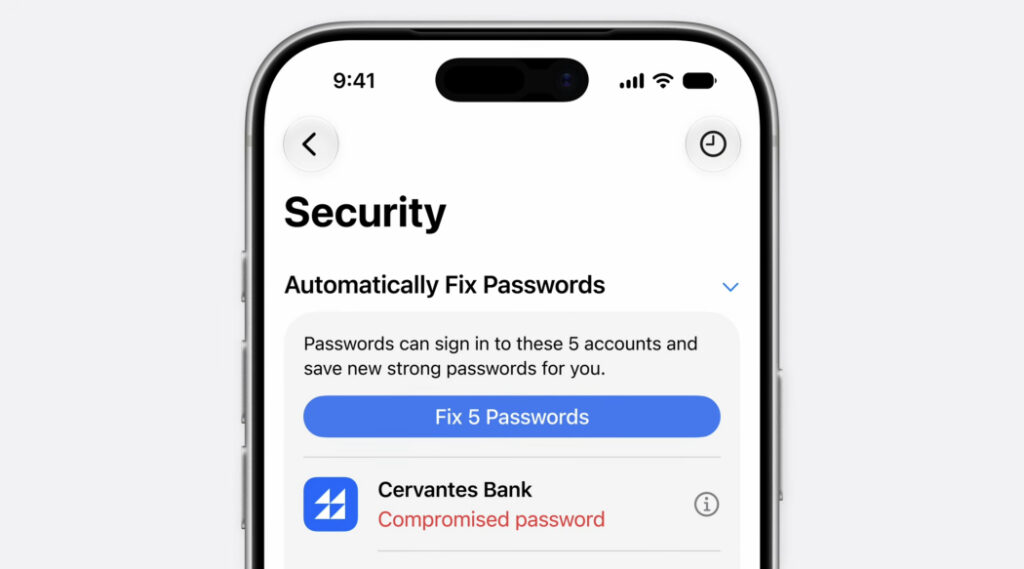 The Passwords app helps replace individual passwords