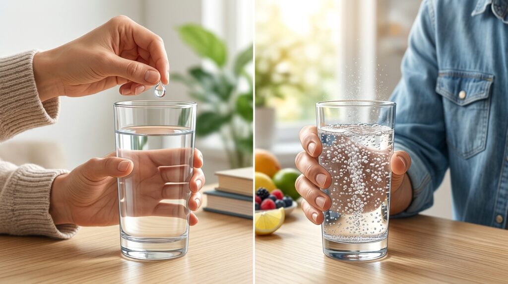 Sparkling water may help with constipation, but there's a risk of causing heartburn. Photo.
