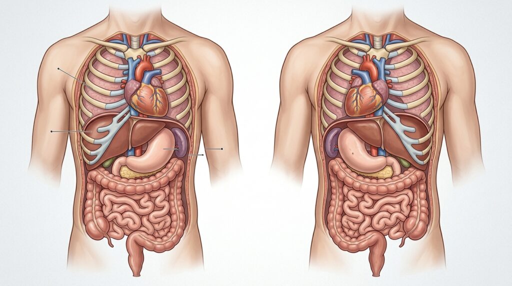 With complete mirror arrangement of organs, a person may not realize their uniqueness for years