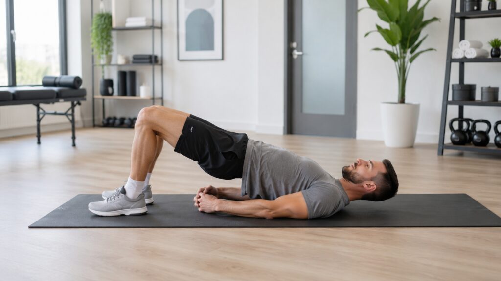 How to do the glute bridge exercise. Photo.