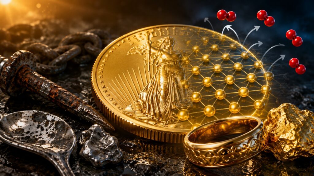 Scientists studied gold at the atomic level and understood why it doesn't rust. Photo.
