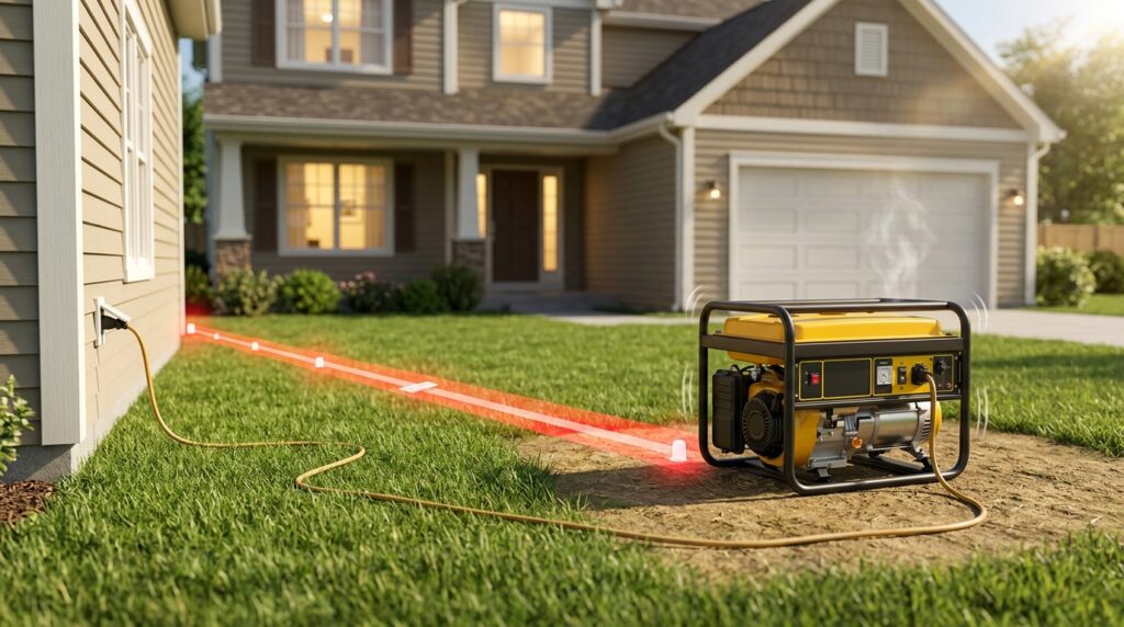 A generator should only be run outdoors, away from windows and doors — carbon monoxide is deadly