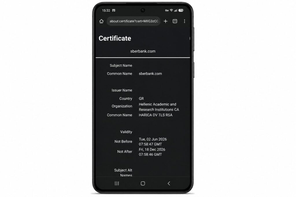 Sber has no certificate problems
