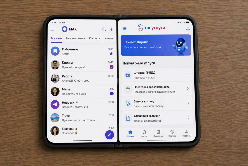 How split screen will work on iPhone. You'll be able to open two apps simultaneously. Photo.