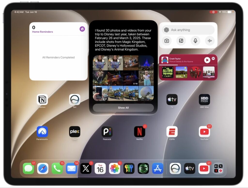 How the new Siri works on iPad in iPadOS 27. The updated Siri on iPad works with personal data and screen content. For example, it can find photos. Photo.