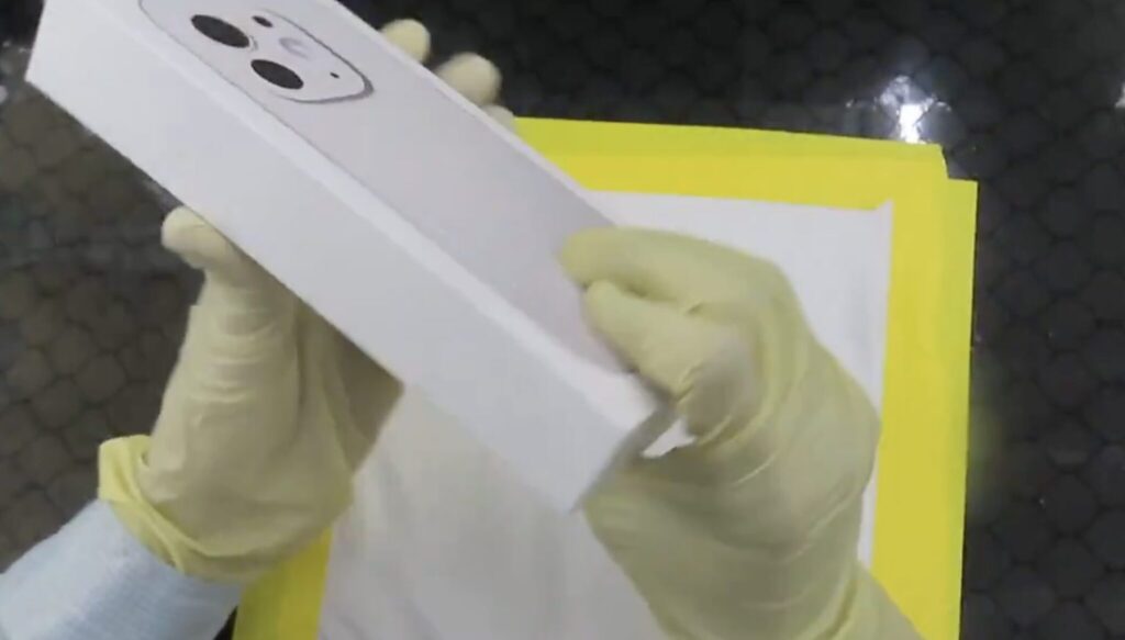 How Apple protects new iPhones from leaks. You definitely don't want to open a box like this. Photo.