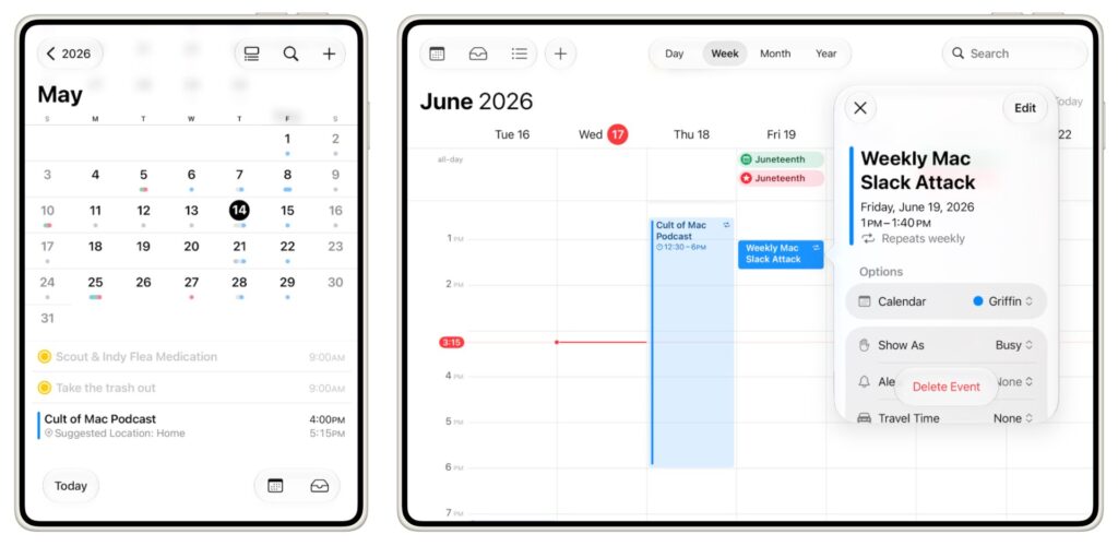 Calendar has also been refined and adapted