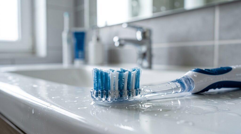 A toothbrush must be stored properly because our health depends on it. Photo.
