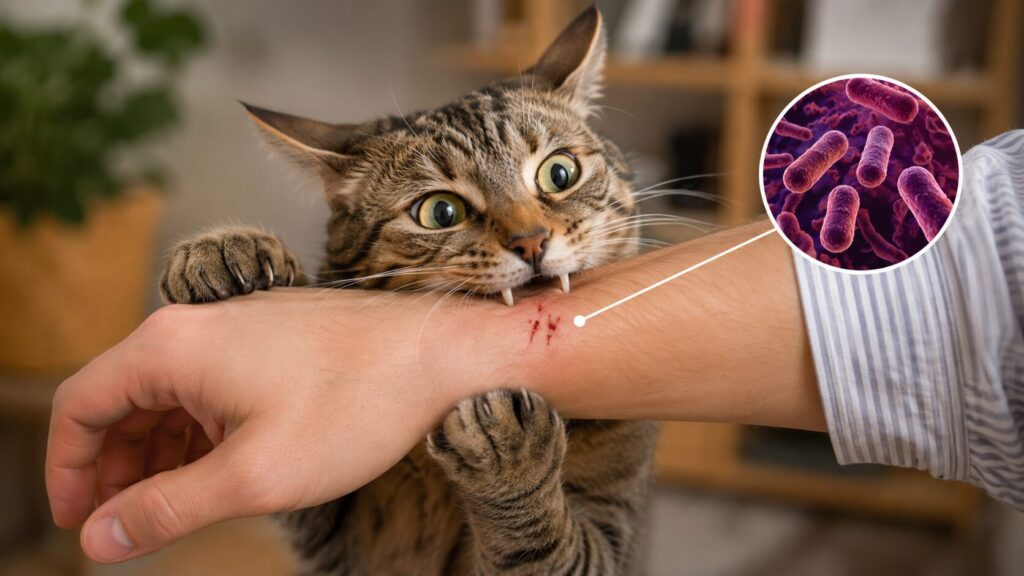 Cat bites may not be as harmless as they seem. Photo.