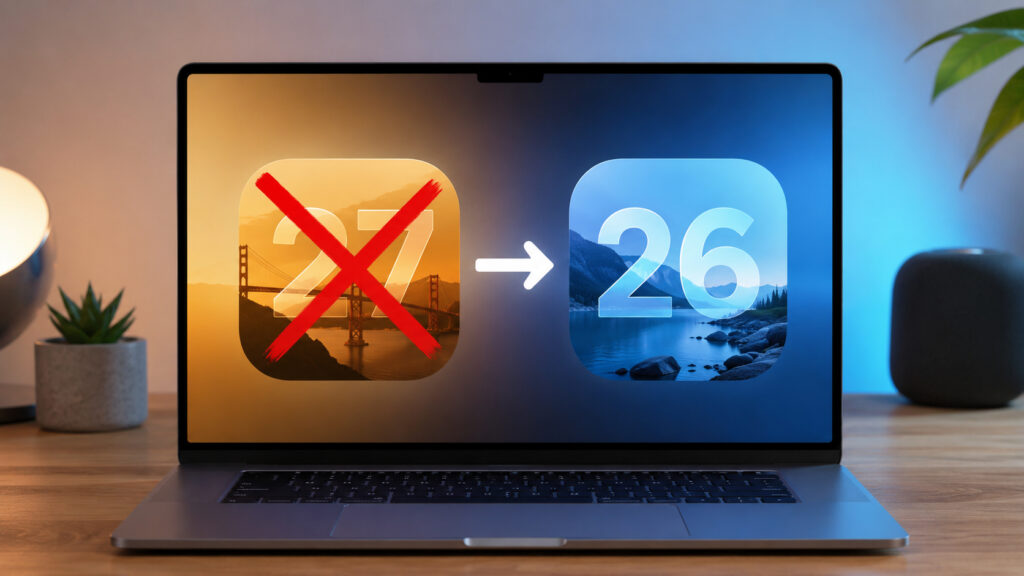 Figuring out the macOS 27 downgrade. Photo.