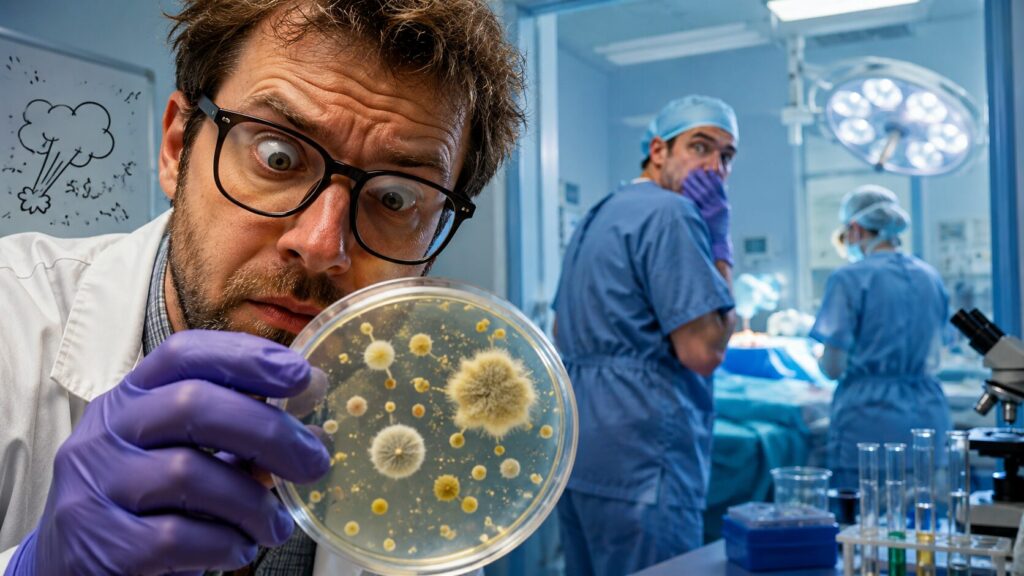 It's not as silly as it might seem. During surgery, everything must be sterile. Photo.