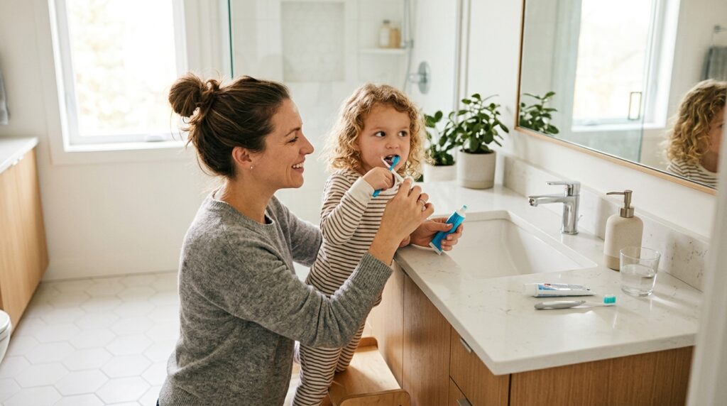 Regular brushing with fluoride toothpaste helps protect softer enamel from cavities