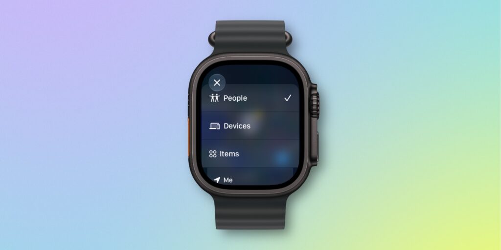 Where to find AirTag and iPhone on Apple Watch after the update. Now search on the watch is not split across different apps but unified into one. Photo.