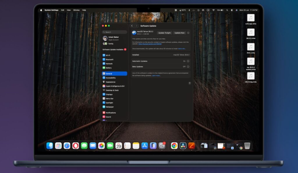 What's new in macOS Tahoe 26.5.2. Nothing will change in the appearance after the update. All the features are hidden inside. Photo.