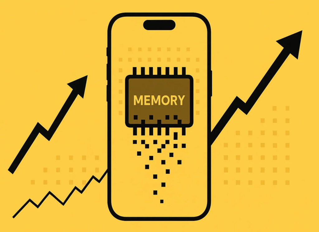Why memory for iPhone and Mac is getting more expensive. All memory has gone up in price. Both RAM and storage. Photo.