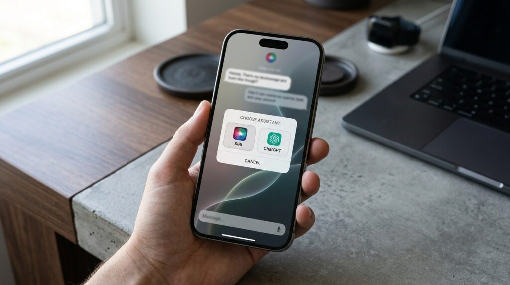 Switching between Siri and ChatGPT inside the Siri app in iOS 27